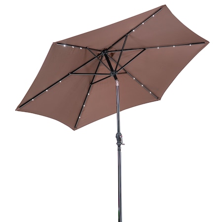 Sun-Ray 9 ft. Round 6Rib Solar Lighted Umbrella - Cocoa 801034